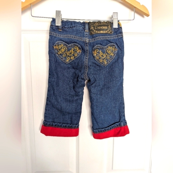 🔷Wonderkids Baby Girl's Fleece Lined Denim/Jeans With Heart Shaped Pockets - Picture 3 of 7